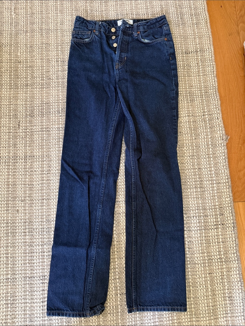 Reformation Cynthia High-Rise Women's Straight Jeans in Dark Blue